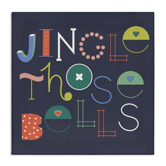 Stupell Industries Contemporary Eclectic Jingle Bells Phrase Canvas Art, 17 x 17, by Sazerelli Designs
