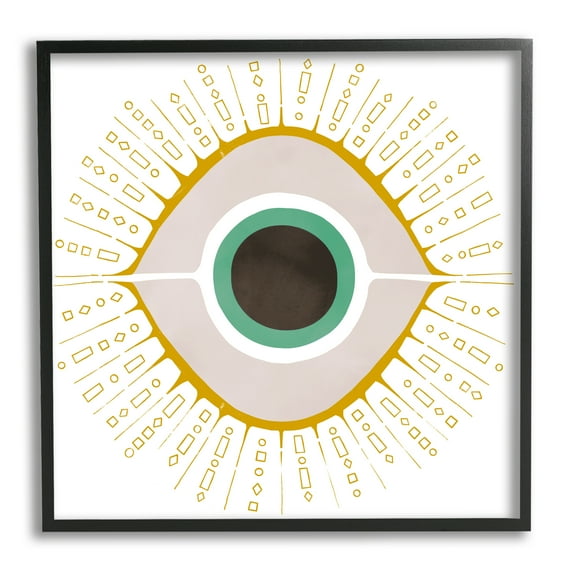 Stupell Industries Contemporary Evil Eye Symbol Abstract Painting Black Framed Art Print Wall Art