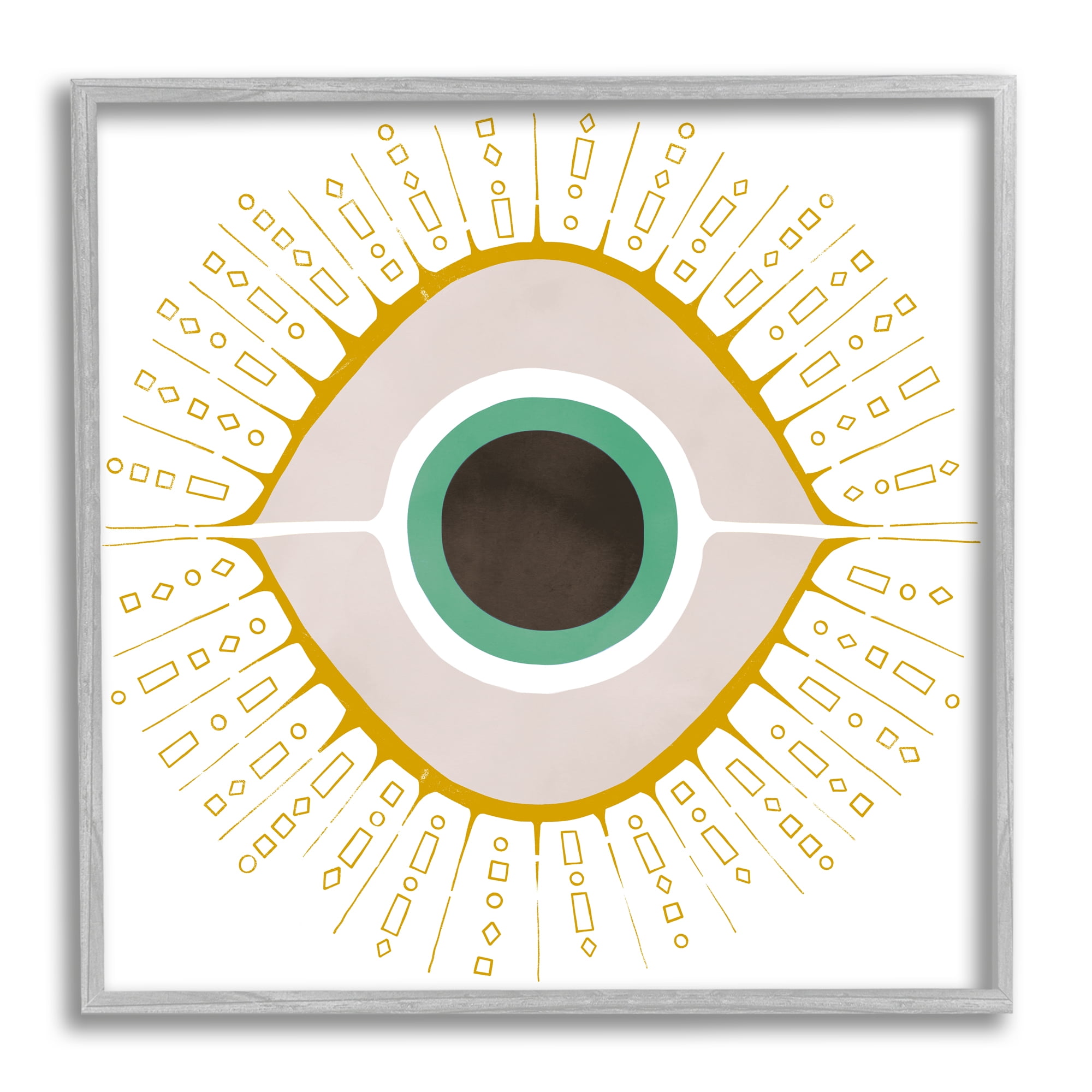Stupell Industries Contemporary Evil Eye Symbol Abstract Painting Gray Framed Art Print Wall Art