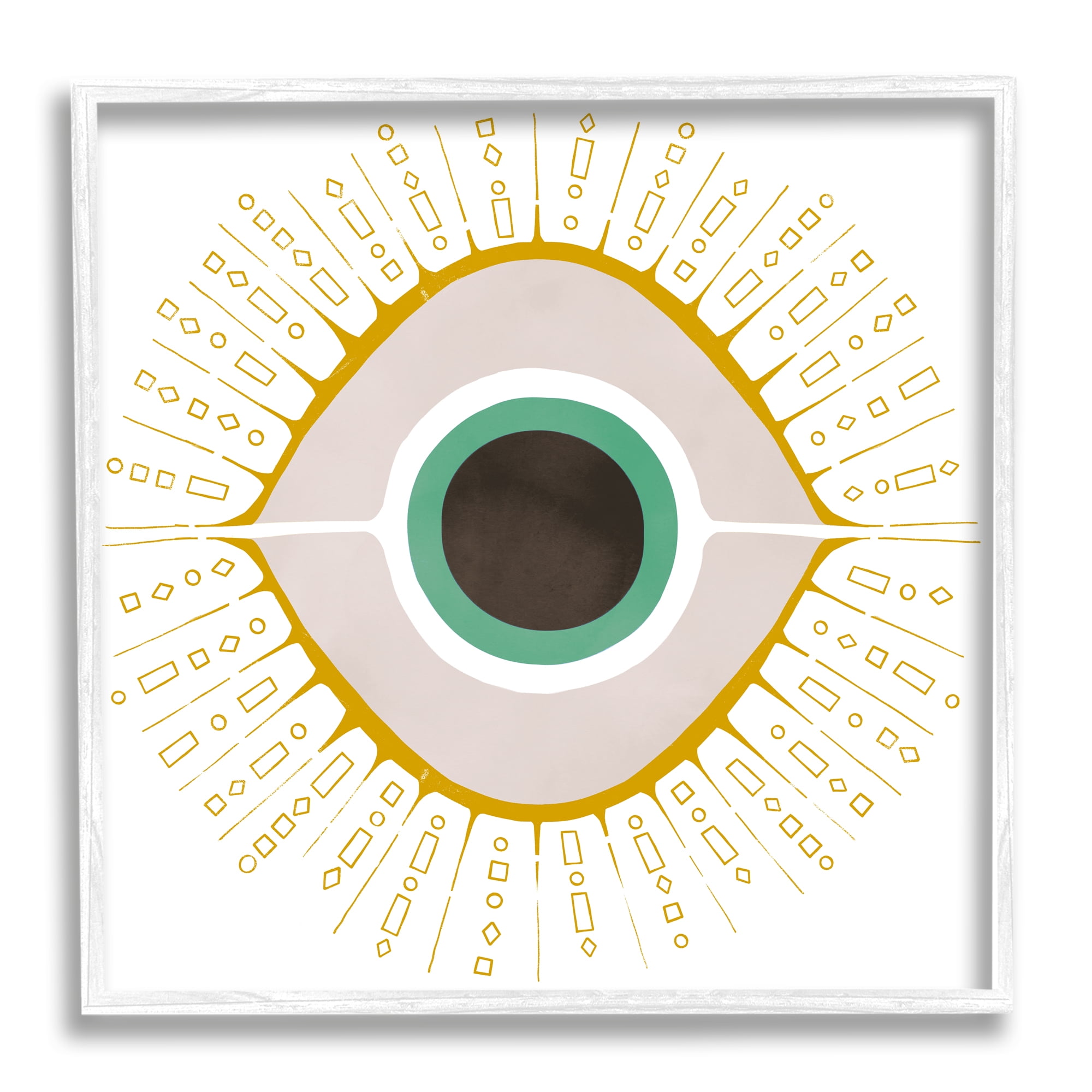 Stupell Industries Contemporary Evil Eye Symbol Abstract Painting White Framed Art Print Wall Art