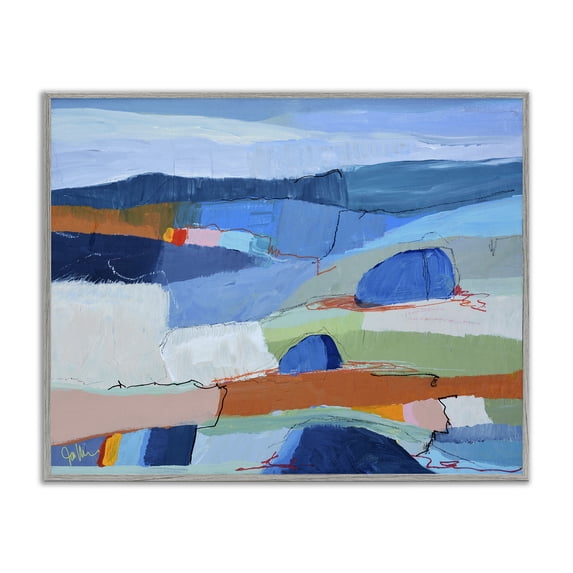 Stupell Industries Contemporary Expressive Colorfield Landscape Gray Framed Giclee Art, 30 x 24, by Jan Weiss