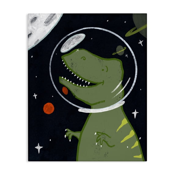 Stupell Industries Contemporary Fantasy Dinosaur Astronaut Milky Way ...