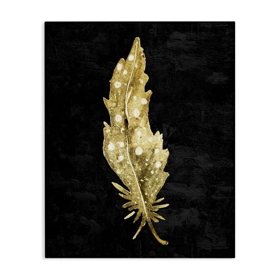 Stupell Industries Contemporary Feather On Black Canvas Art, 16 x 20, by Kim Allen