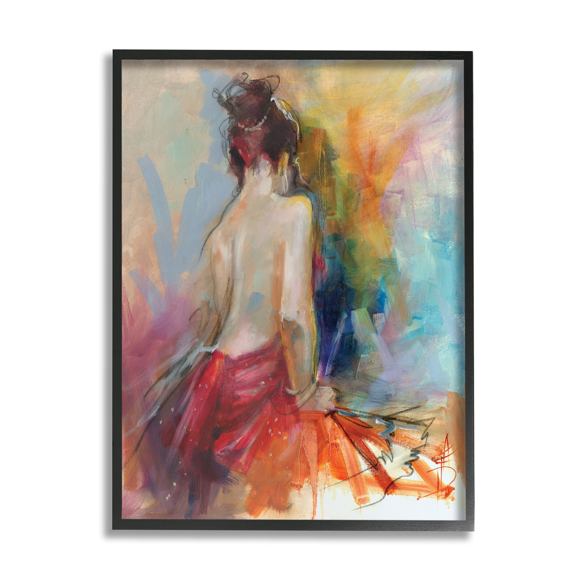 Stupell Industries Contemporary Female Pose Energetic Brush Strokes,24 x 30,Designed by Anne Farrall Doyle