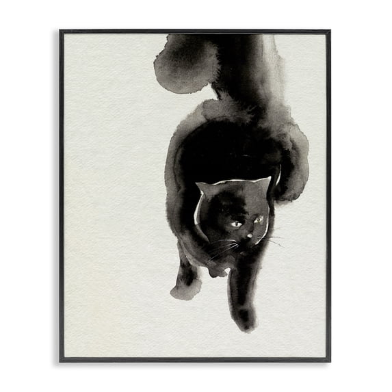 Stupell Industries Contemporary Fierce Black Cat Black Framed Giclee Art, 11 x 14, by Melissa Wang