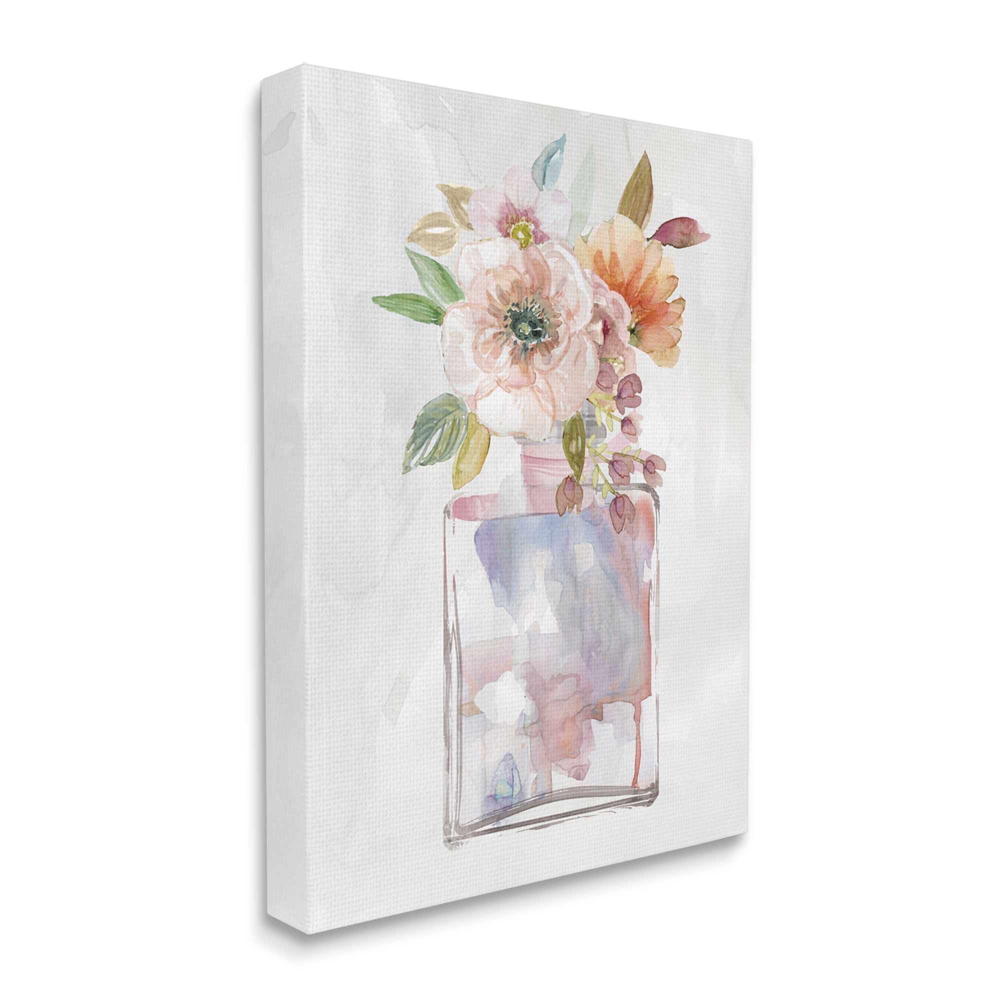 Stupell Industries Contemporary Floral Bouquet with Chic Fragrance Bottle Botanical & Floral Painting Gallery Wrapped Canvas Print Wall Art, 30 x 40