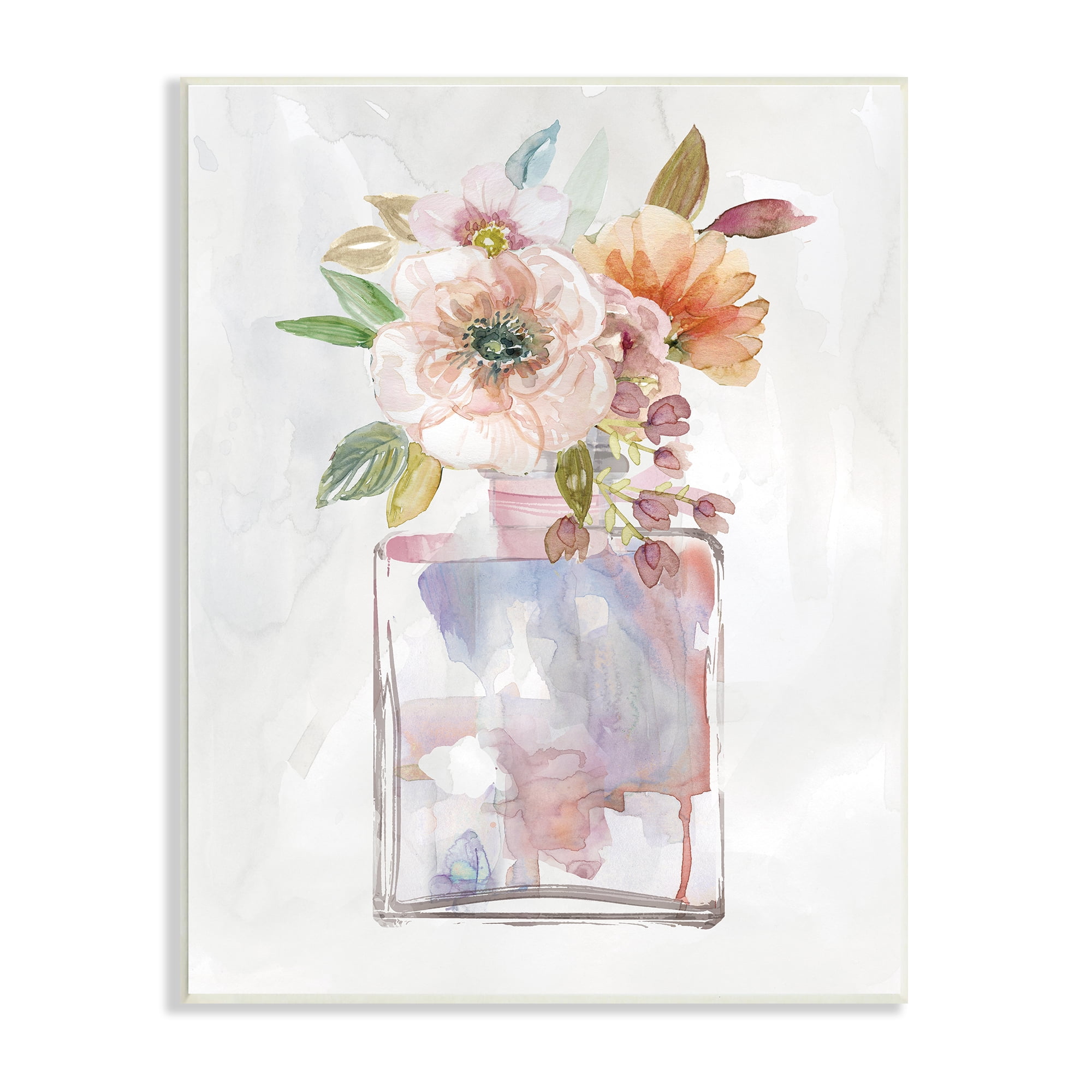 Stupell Industries Contemporary Floral Bouquet with Chic Fragrance Bottle Botanical & Floral Painting Unframed Art Print Wall Art, 10 x 15