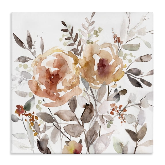 Stupell Industries Contemporary Floral Impressions on White Canvas Art, 24 x 24, by Carol Robinson