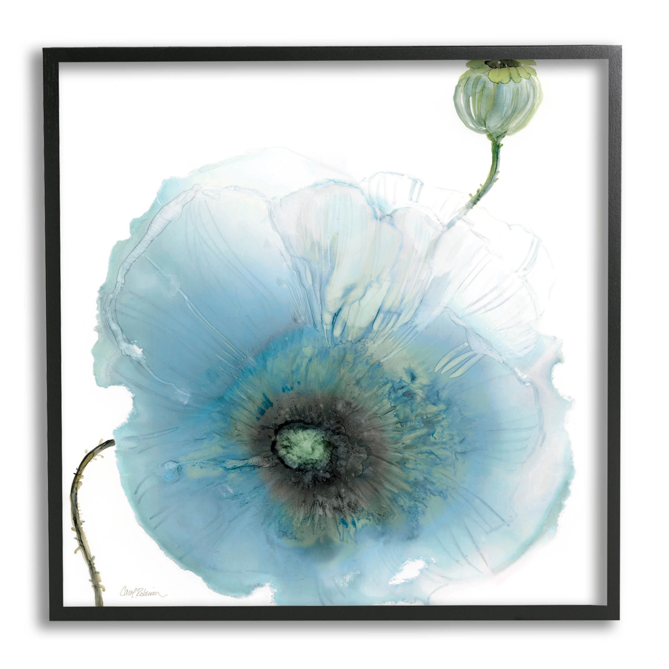 Stupell Industries Contemporary Flower Petal Shape Graphic Art Black Framed Art Print Wall Art, Design by Carol Robinson