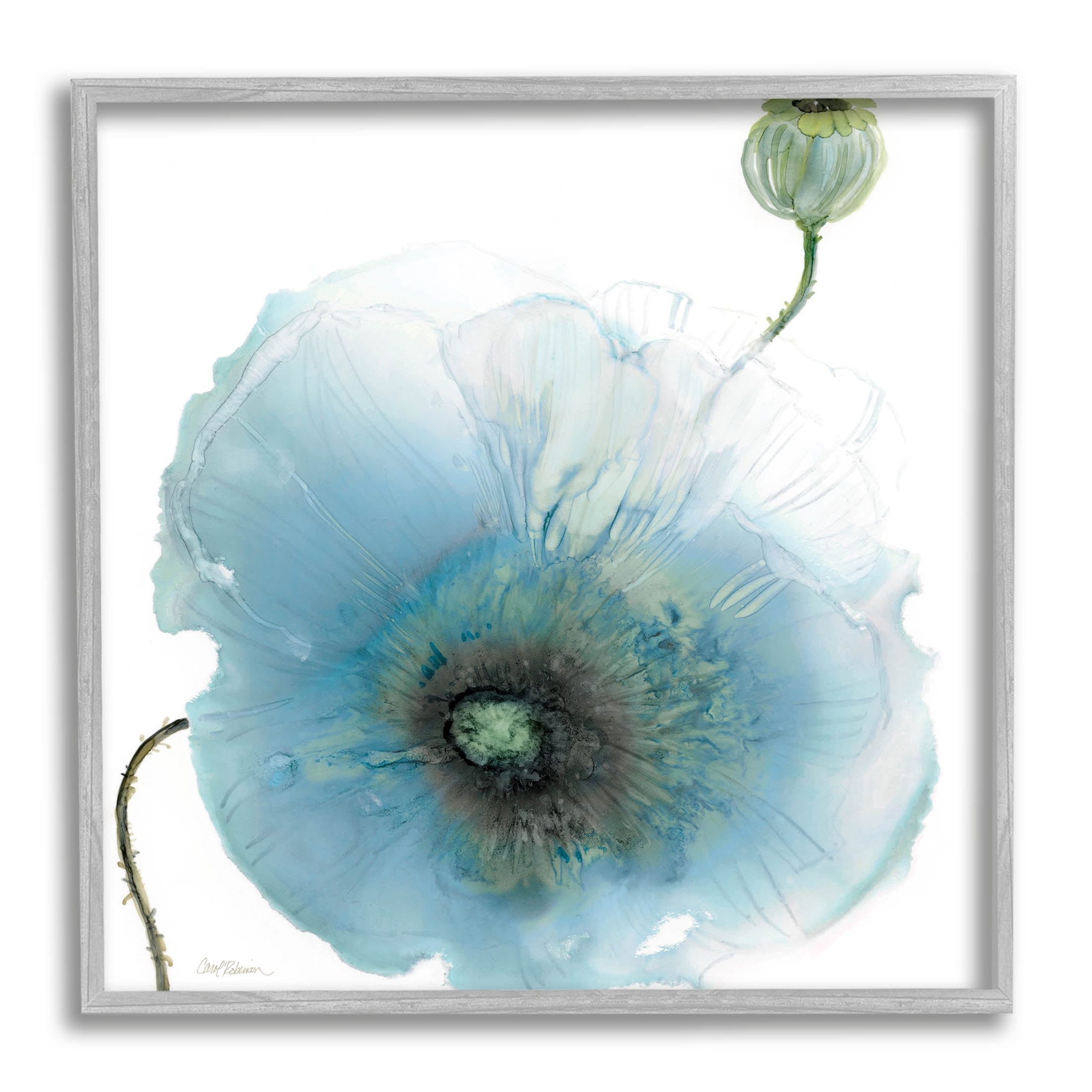 Stupell Industries Contemporary Flower Petal Shape Graphic Art Gray Framed Art Print Wall Art, Design by Carol Robinson