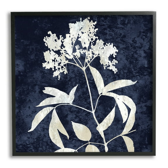 Stupell Industries Contemporary Flower Sprig Botanical Leaves Shapes Design Graphic Art Black Framed Art Print Wall Art, Design by Danielle Carson