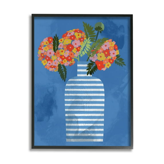 Stupell Industries Contemporary Flower Vase Botanical & Floral Painting Black Framed Art Print Wall Art, 24 x 30