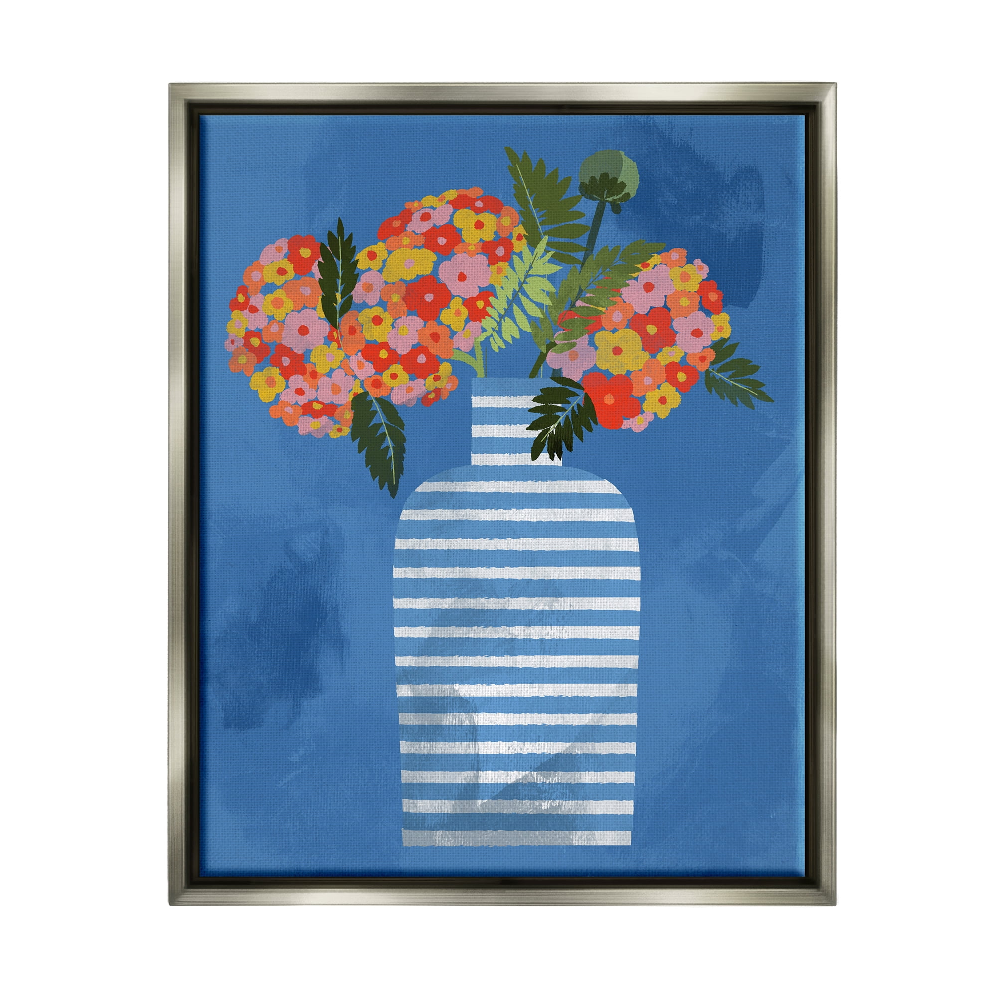 Stupell Industries Contemporary Flower Vase Botanical & Floral Painting Gray Floater Framed Canvas Art Print Wall Art, 25 x 31
