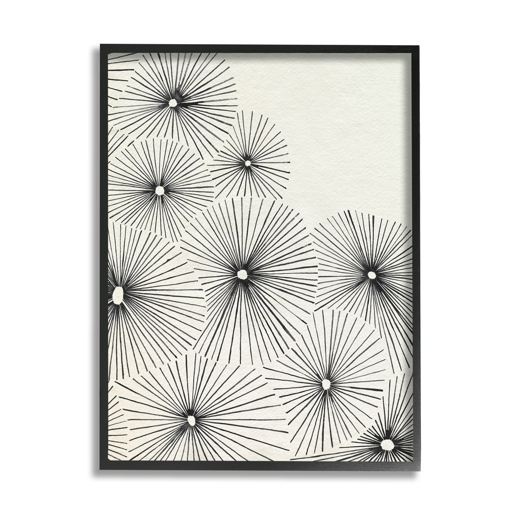 Stupell Industries Contemporary Flowers Abstract Botanical & Floral Drawing Black Framed Art Print Wall Art