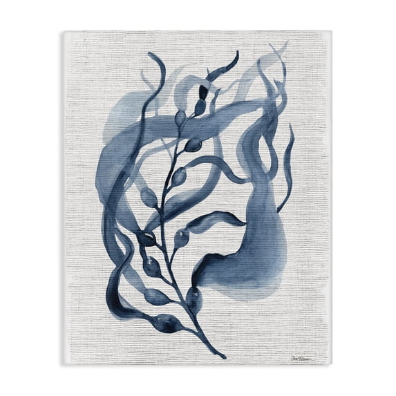 Stupell Industries Contemporary Fluid Blue Herb Leaf Canvas Art, 24 x 30, by Carol Robinson