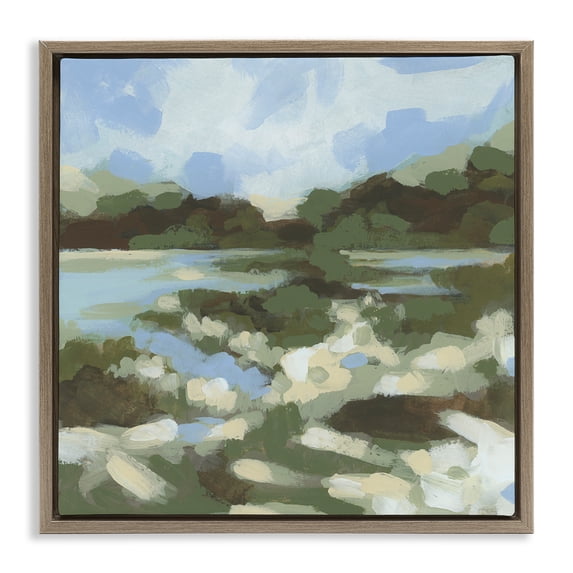 Stupell Industries Contemporary Fluid Landscape Impression Brown Floating Frame Canvas Art, 25 x 25, by June Erica Vess