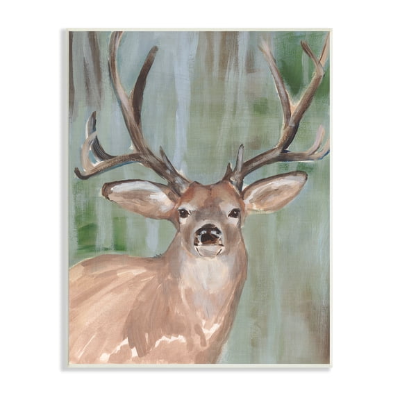 Stupell Industries Contemporary Forest Buck Portrait Rustic Large Antlers, 10 x 15, Design by Annie Warren 