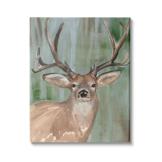 Stupell Industries Contemporary Forest Buck Portrait Rustic Large Antlers, 16 x 20, Design by Annie Warren&nbsp;