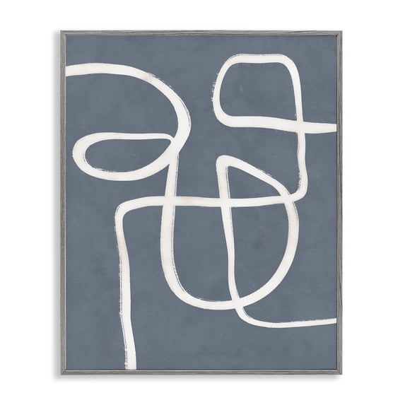 Stupell Industries Contemporary Freeflow Line on Blue Gray Framed Giclee Art, 11 x 14, by Nina Blue