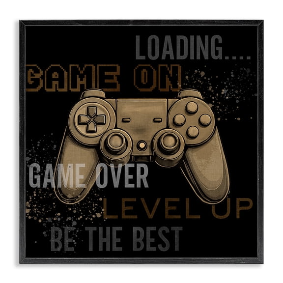 Stupell Industries Contemporary Gamer Controls Phrases Black Framed Giclee Art, 12 x 12, by Kim Allen
