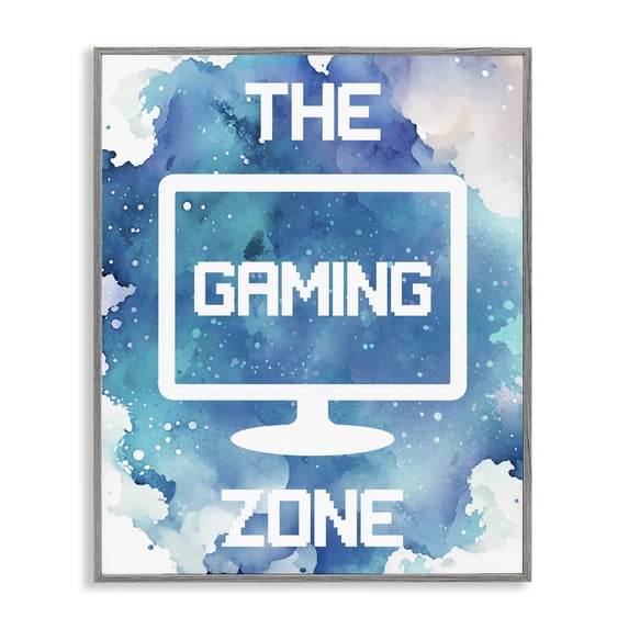 Stupell Industries Contemporary Gaming Zone Moniter Gray Framed Giclee Art, 11 x 14, by Marcus Prime