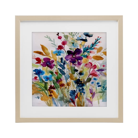 Stupell Industries Contemporary Garden Jewels Abstract Flowers Birch Framed Print Under Glass, 13 x 13, by Carol Robinson