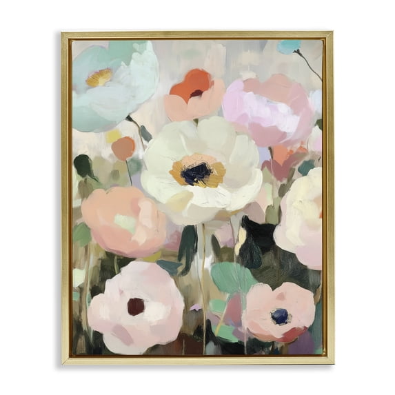Stupell Industries Contemporary Garden Of Mint Flowers Gold Floating Frame Canvas Art, 25 x 31, by Annabelle Hall