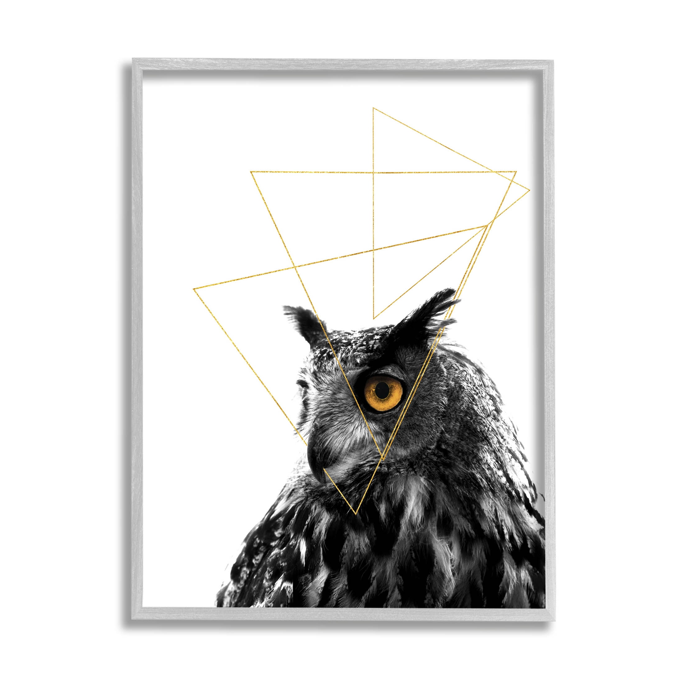 Stupell Industries Contemporary Geometric Owl Shapes Graphic Art Gray Framed Art Print Wall Art, Design by K. Kaufman