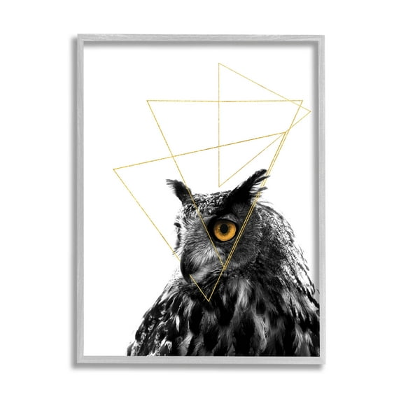 Stupell Industries Contemporary Geometric Owl Shapes Graphic Art Gray Framed Art Print Wall Art, Design by K. Kaufman