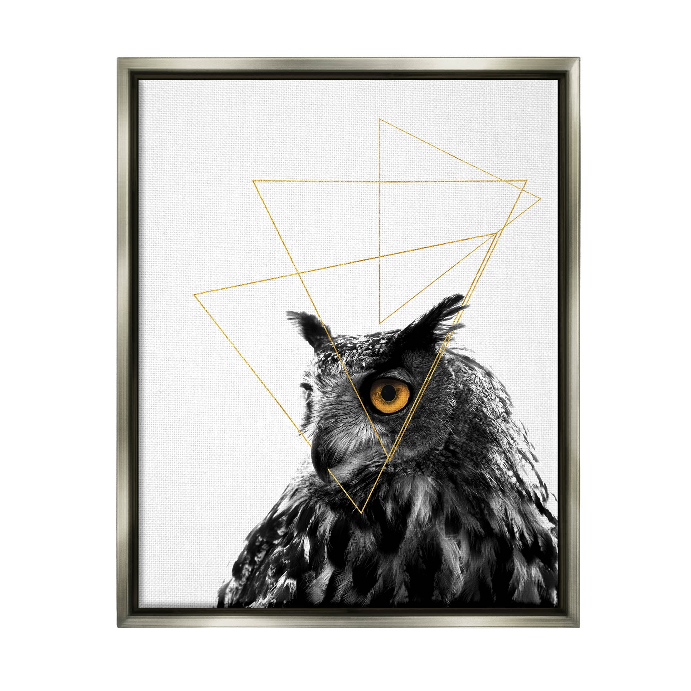 Stupell Industries Contemporary Geometric Owl Shapes Graphic Art Luster Gray Floating Framed Canvas Print Wall Art, Design by K. Kaufman