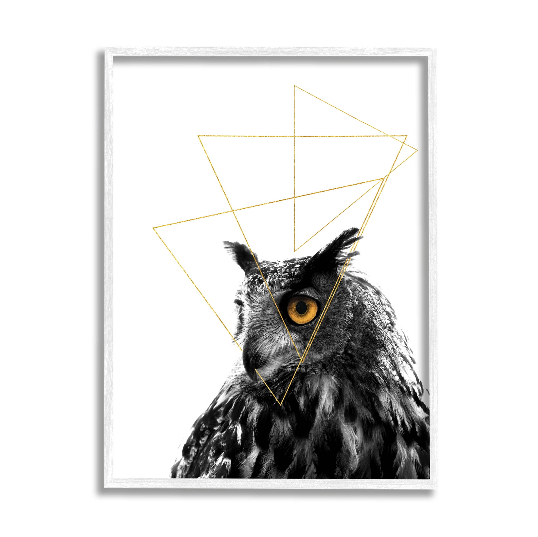 Stupell Industries Contemporary Geometric Owl Shapes Graphic Art White Framed Art Print Wall Art, Design by K. Kaufman