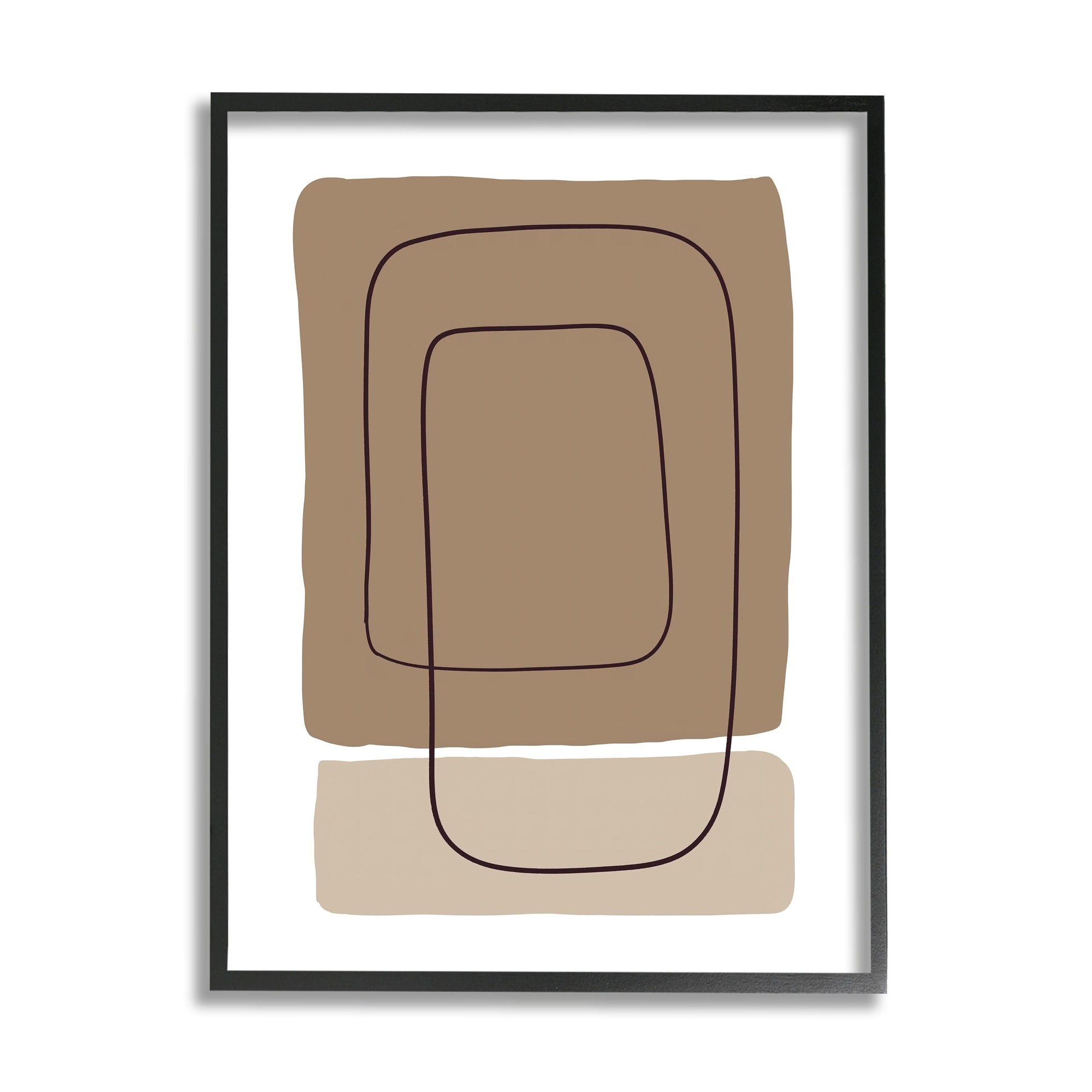 Stupell Industries Contemporary Geometric Square Shapes Simple Squiggle Line Graphic Art Black Framed Art Print Wall Art, Design by Alpenglow Workshop