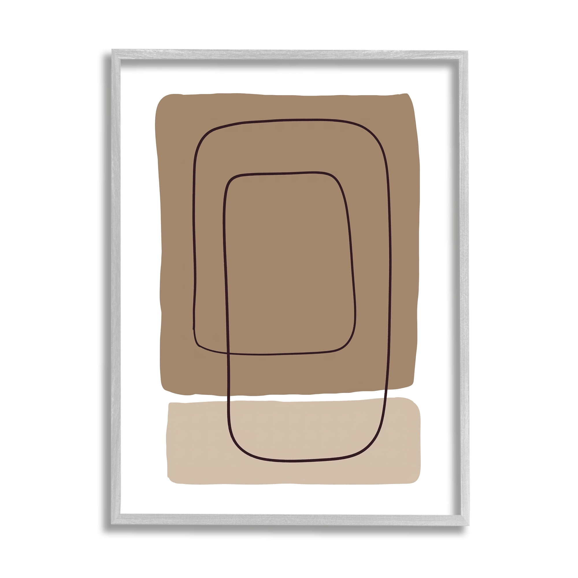 Stupell Industries Contemporary Geometric Square Shapes Simple Squiggle Line Graphic Art Gray Framed Art Print Wall Art, Design by Alpenglow Workshop