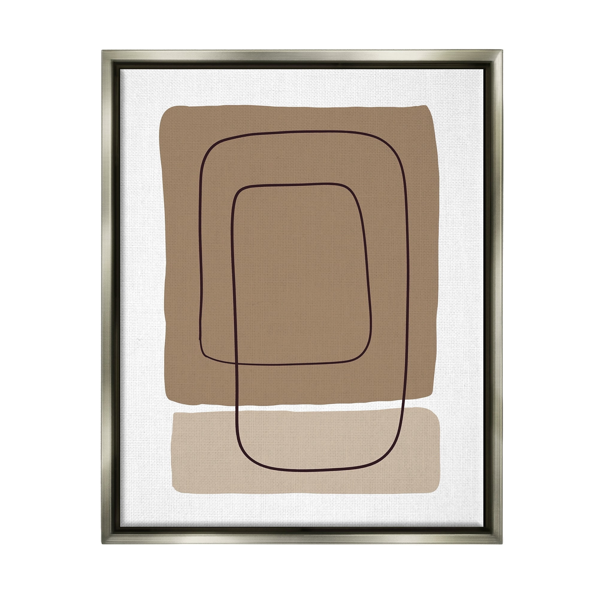 Stupell Industries Contemporary Geometric Square Shapes Simple Squiggle Line Graphic Art Luster Gray Floating Framed Canvas Print Wall Art, Design by Alpenglow Workshop