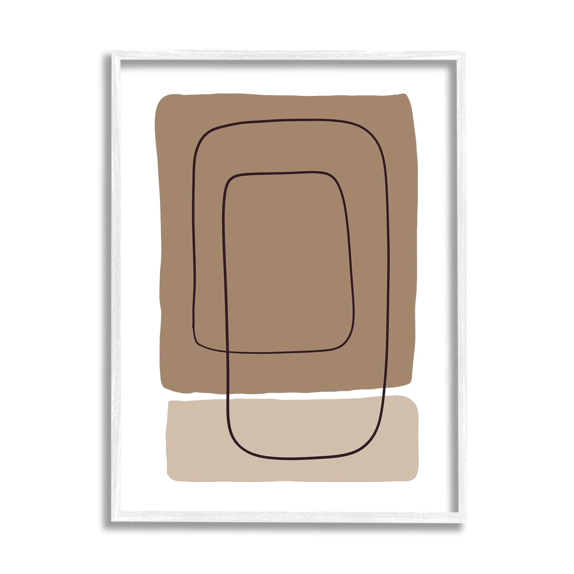 Stupell Industries Contemporary Geometric Square Shapes Simple Squiggle Line Graphic Art White Framed Art Print Wall Art, Design by Alpenglow Workshop