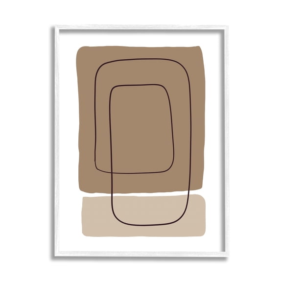 Stupell Industries Contemporary Geometric Square Shapes Simple Squiggle Line Graphic Art White Framed Art Print Wall Art, Design by Alpenglow Workshop