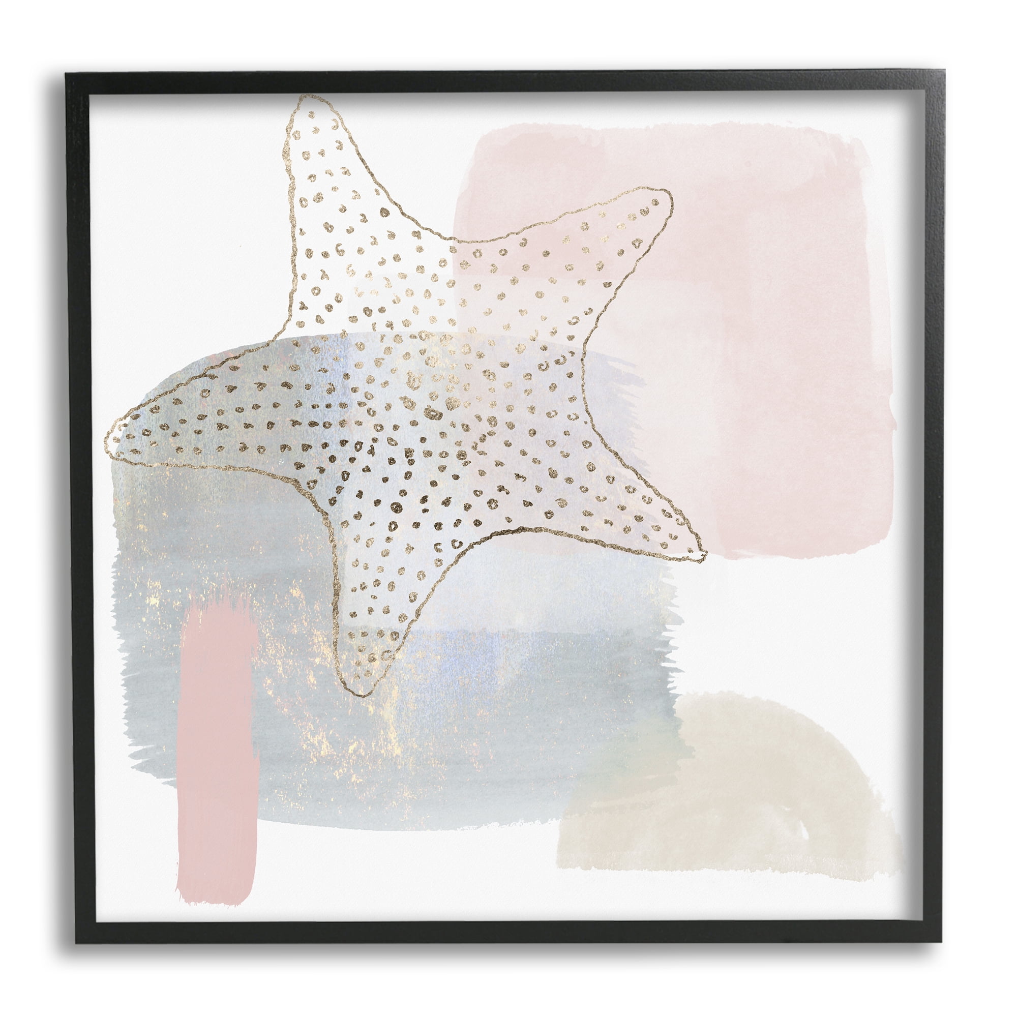 Stupell Industries Contemporary Glam Starfish Animals & Insects Painting Black Framed Art Print Wall Art, 17 x 17