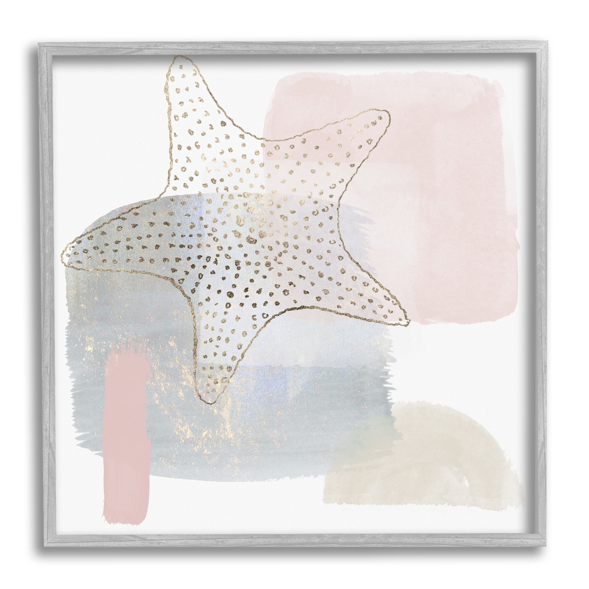 Stupell Industries Contemporary Glam Starfish Animals & Insects Painting Gray Framed Art Print Wall Art, 12 x 12