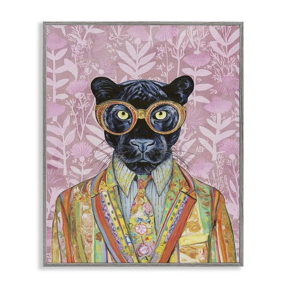 Stupell Industries Contemporary Golden Glance Panther Gray Framed Giclee Art, 24 x 30, by Svetlana Aleynikova