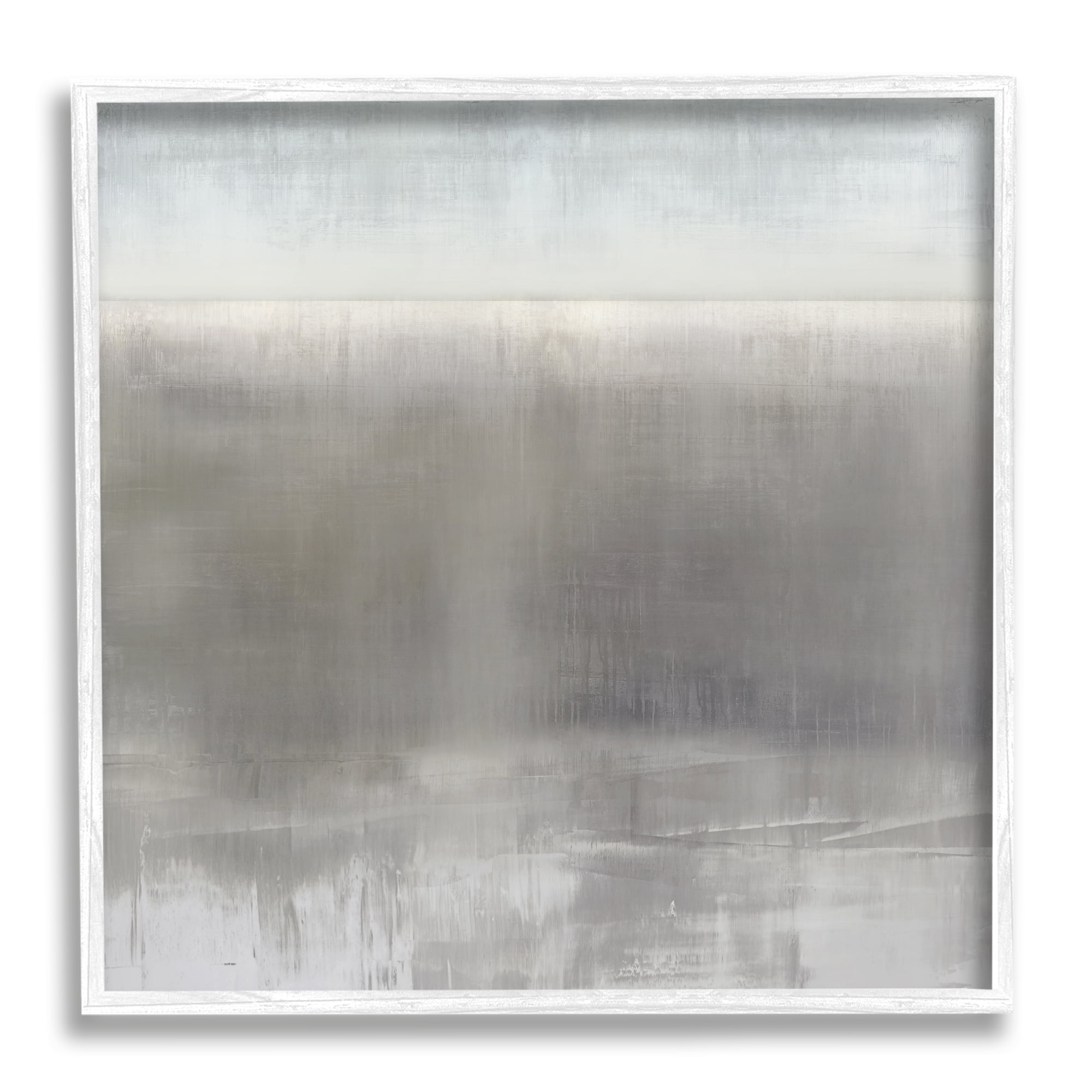 Stupell Industries Contemporary Gray Fog Abstract Painting White Framed Art Print Wall Art, 12 x 12