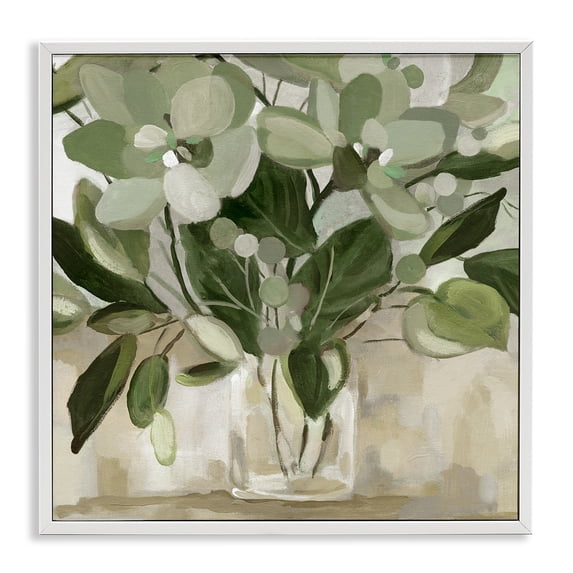 Stupell Industries Contemporary Green Flower & Vines Bouquet White Framed Giclee Art, 12 x 12, by Carol Robinson