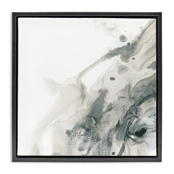 Stupell Industries Contemporary Grey Splash on White Black Floating Frame Canvas Art, 18 x 18, by June Erica Vess
