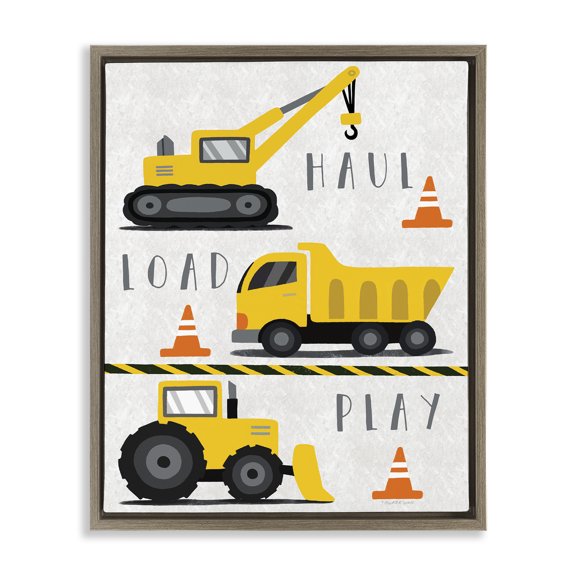 Stupell Industries Contemporary Haul Load Play Trucks Brown Floating Frame Canvas Art, 25 x 31, by Elizabeth Tyndall