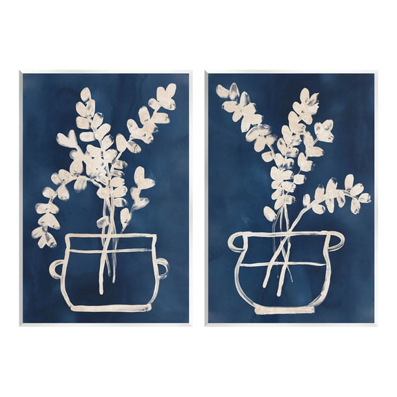 Stupell Industries Contemporary Herbs Botanical Vase Graphic Art Unframed Art Print Wall Art, Set of 2, Design by June Erica Vess