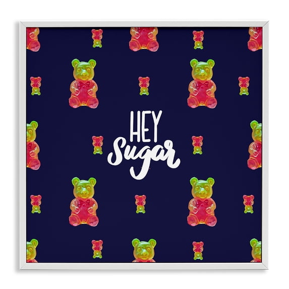 Stupell Industries Contemporary Hey Sugar Candy Bear White Framed Giclee Art, 12 x 12, by Amelia Noyes