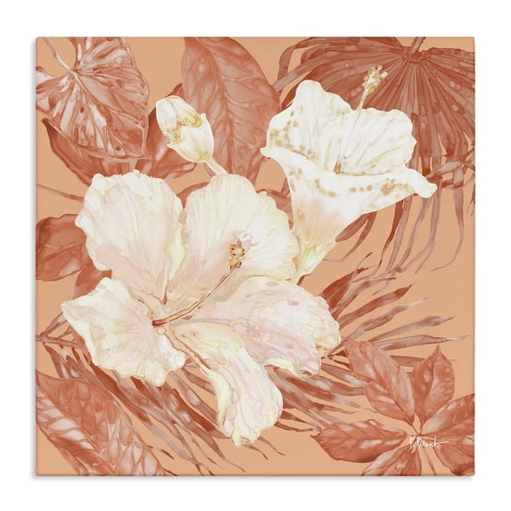 Stupell Industries Contemporary Hibiscus & Leaf Bunch Canvas Art, 17 x 17, by Paul Brent