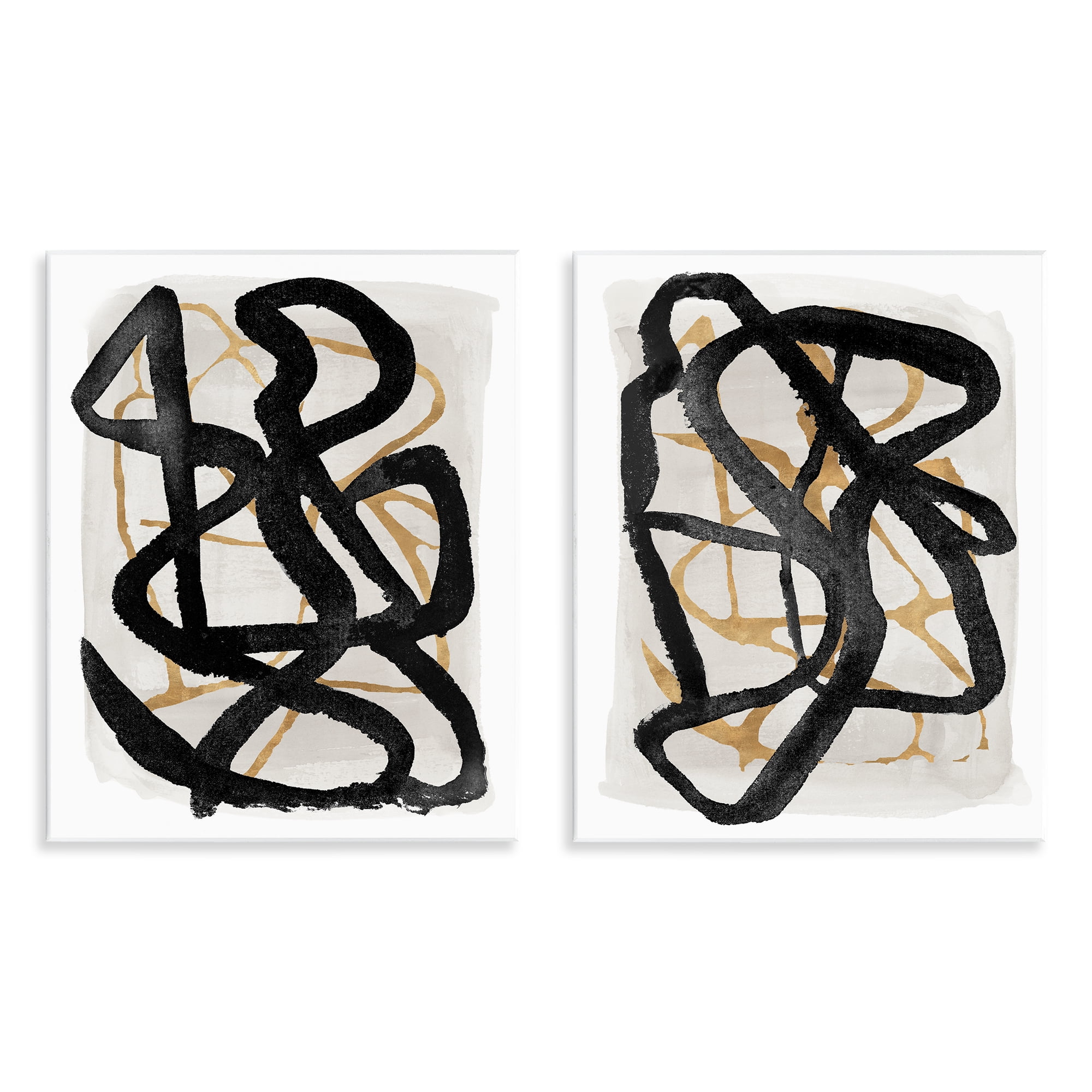 Stupell Industries Contemporary Hindsight Squiggles 2 Piece Wall Plaque Art Set, design by Lucille Price