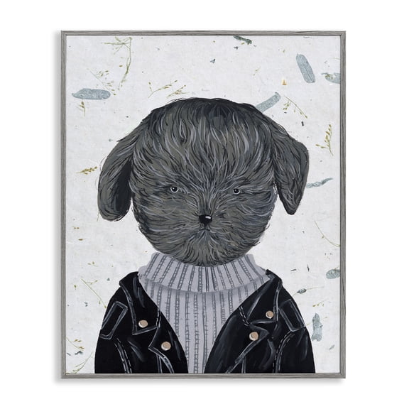 Stupell Industries Contemporary Hipster Dog Jacket Poodle Gray Framed Giclee Art, 11 x 14, by Melissa Wang