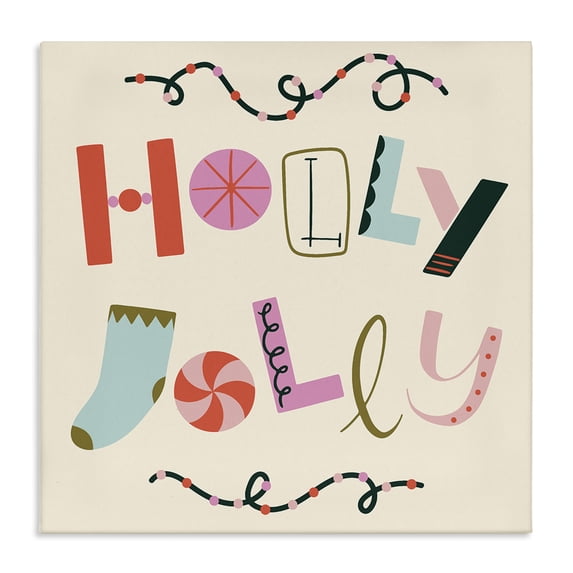 Stupell Industries Contemporary Holly Jolly Eclectic Holiday Canvas Art, 24 x 24, by Sazerelli Designs