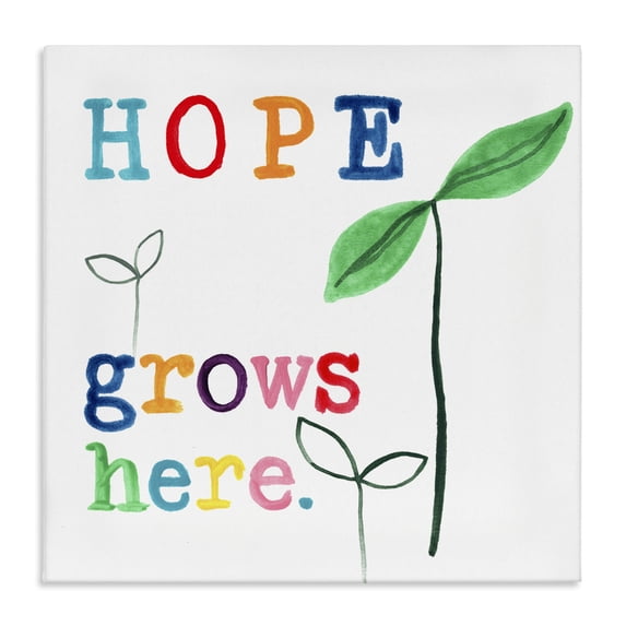 Stupell Industries Contemporary Hope Grows Here Colorful Canvas Art, 17 x 17, by June Erica Vess